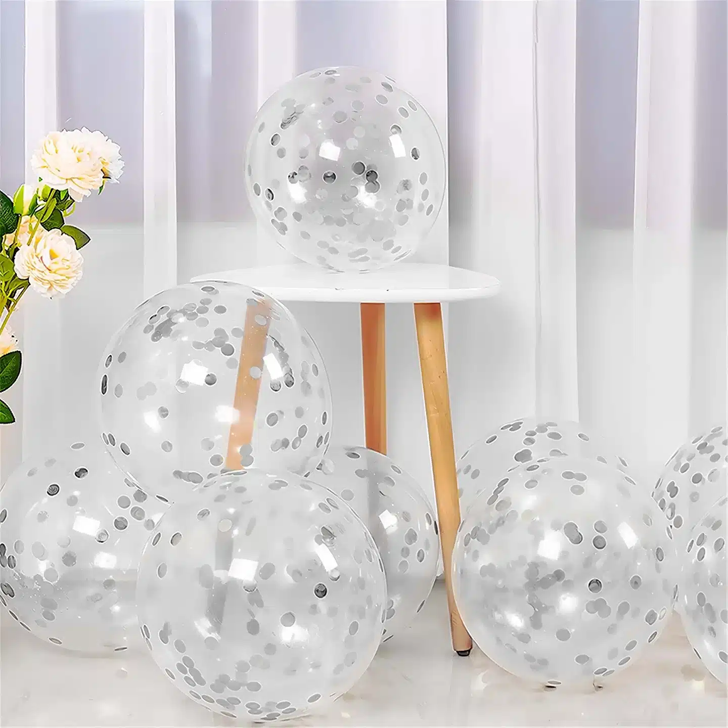 Silver Confetti Balloons