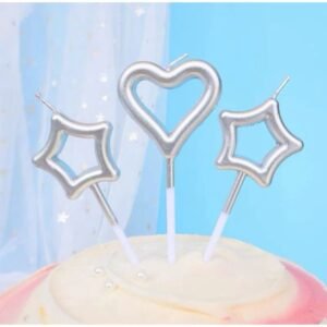 Silver Heart Star Candle