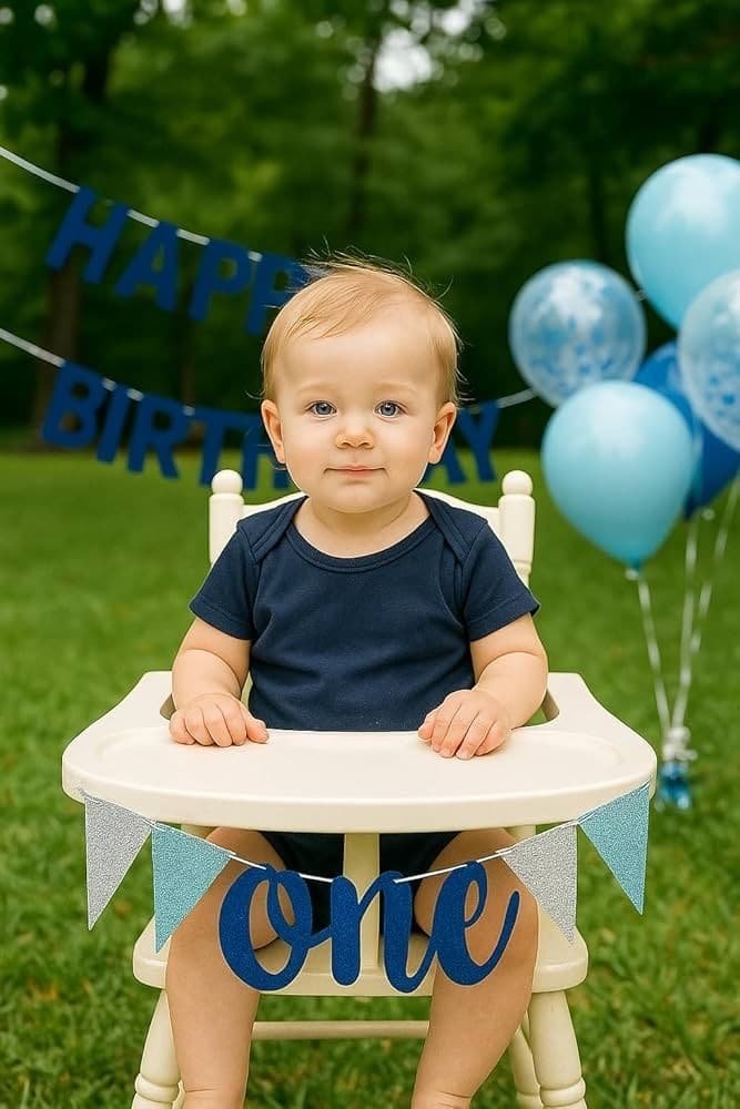 Blue ONE First Birthday Banner - Image 2