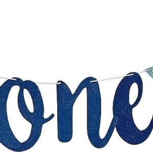 Blue ONE First Birthday Banner