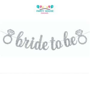 Silver Bride To Be Glitter Banner