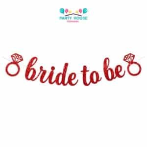 Red Bride To Be Glitter Banner