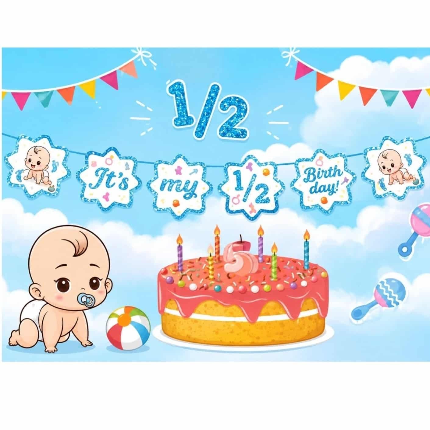 1/2 Birthday Paper Banners - Image 3