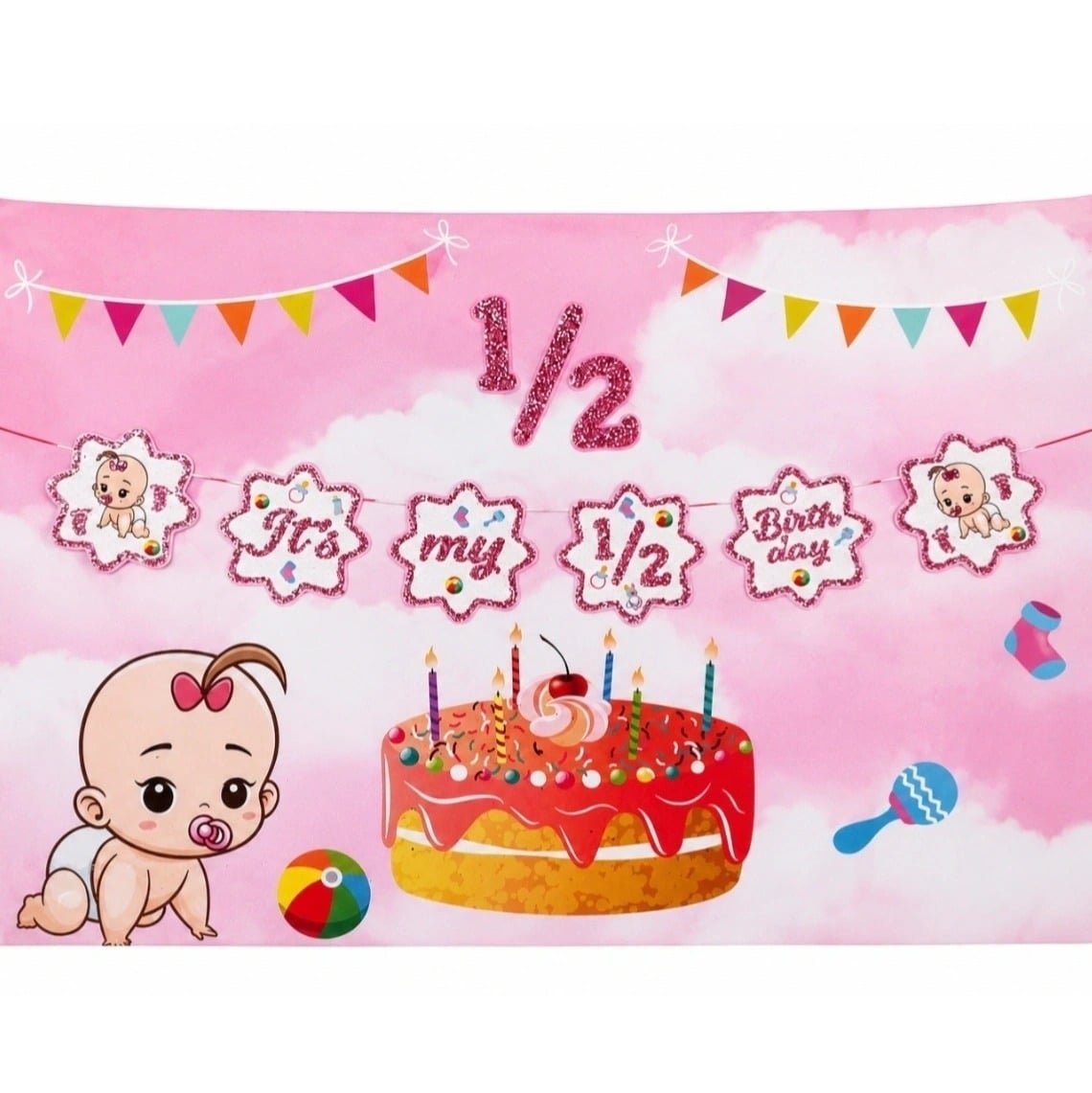 1/2 Birthday Paper Banners - Image 2